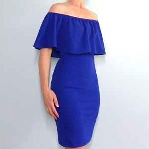 Brat Star blue strapless bodycon dress size M